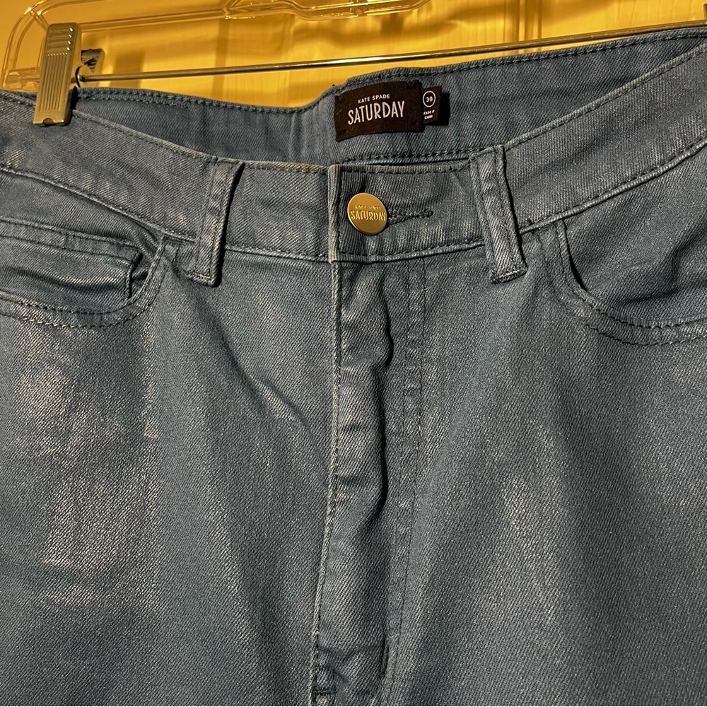 KATE SPADE SATURDAY Blue Skinny Coated Jeans High-Waisted Size 29 - Picture 3 of 6